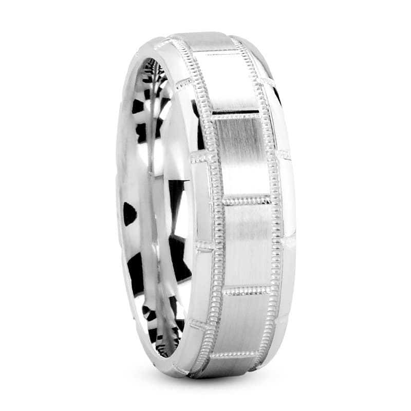 Mens 14KT White Gold Platinum Traditional Wedding Band M389
