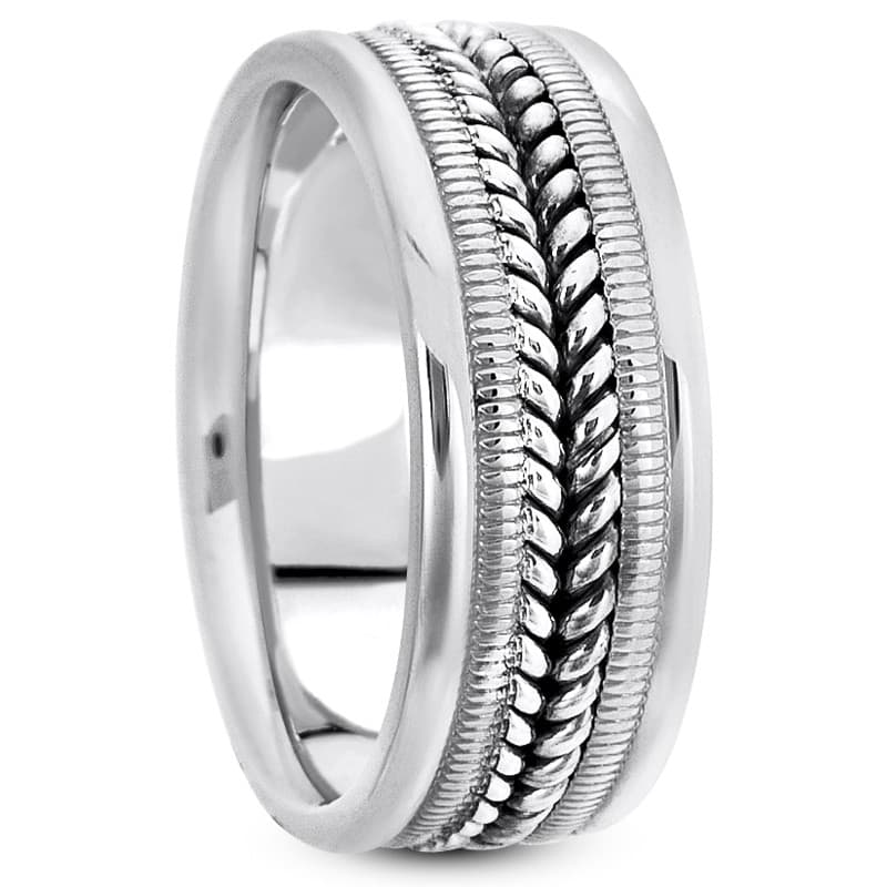 Ladies 14KT White Gold Platinum Traditional Wedding Band HM120