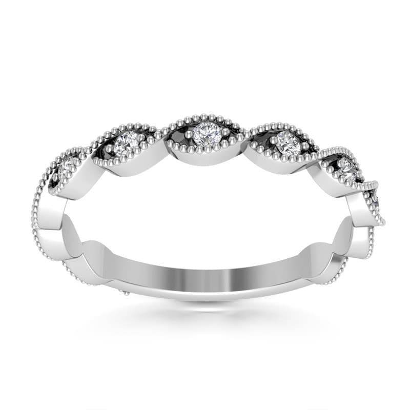 Ladies 14KT White Gold Platinum Round Diamond Wedding Band WB5385