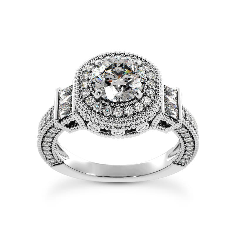 Ladies 14KT White Gold Platinum Fancy Engagement Ring ENR9569