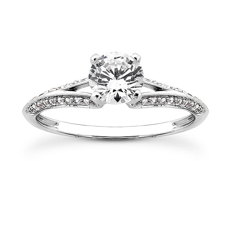 Ladies 14KT White Gold Platinum Round Diamond Engagement Sets ENS3049-A