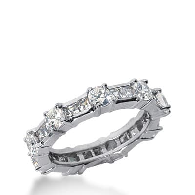 Ladies 14KT White Gold Platinum Eternity Wedding Band EWB334-4