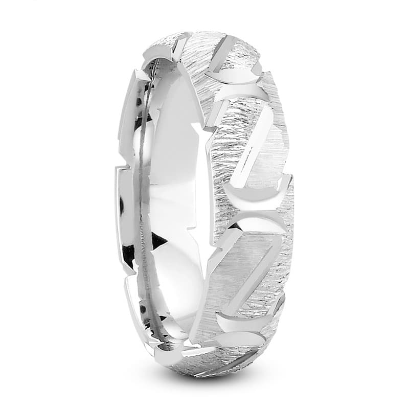 Mens 14KT White Gold Platinum Traditional Wedding Band M623