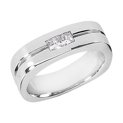 Mens 14KT White Gold Platinum Wedding Band MR1290