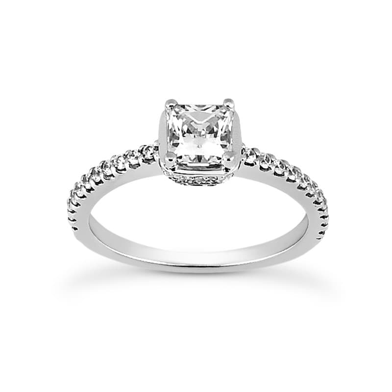 Ladies 14KT White Gold Platinum Fancy Engagement Ring ENR4041