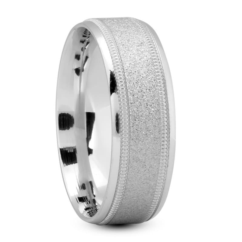 Mens 14KT White Gold Platinum Traditional Wedding Band M280