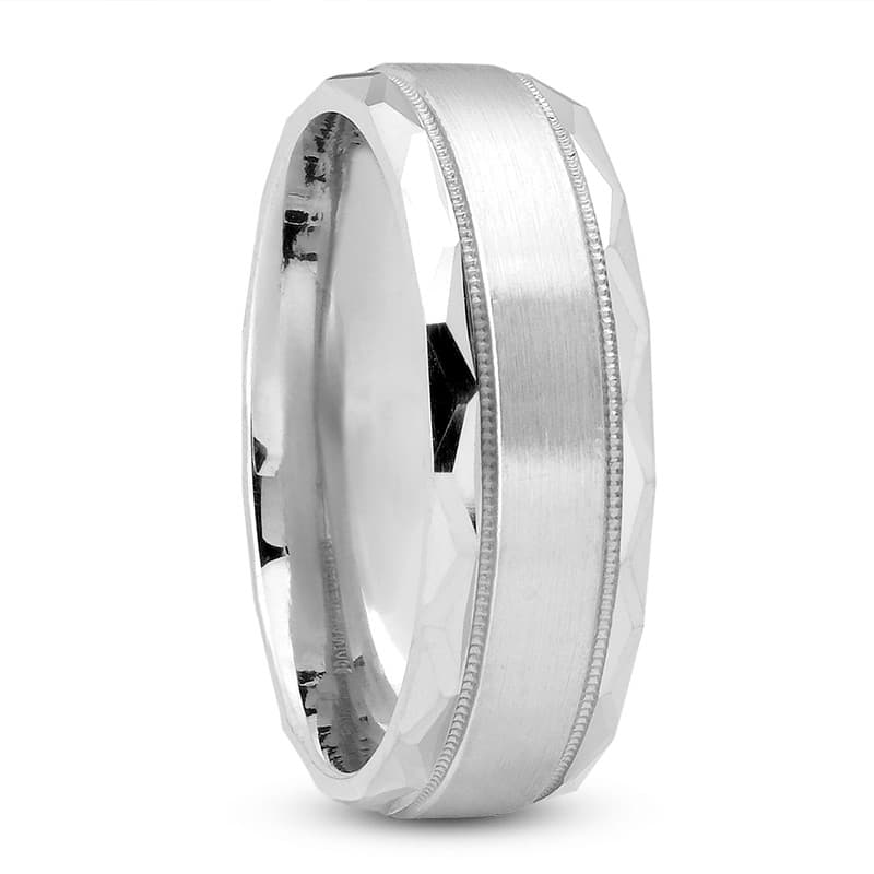 Mens 14KT White Gold Platinum Traditional Wedding Band M692