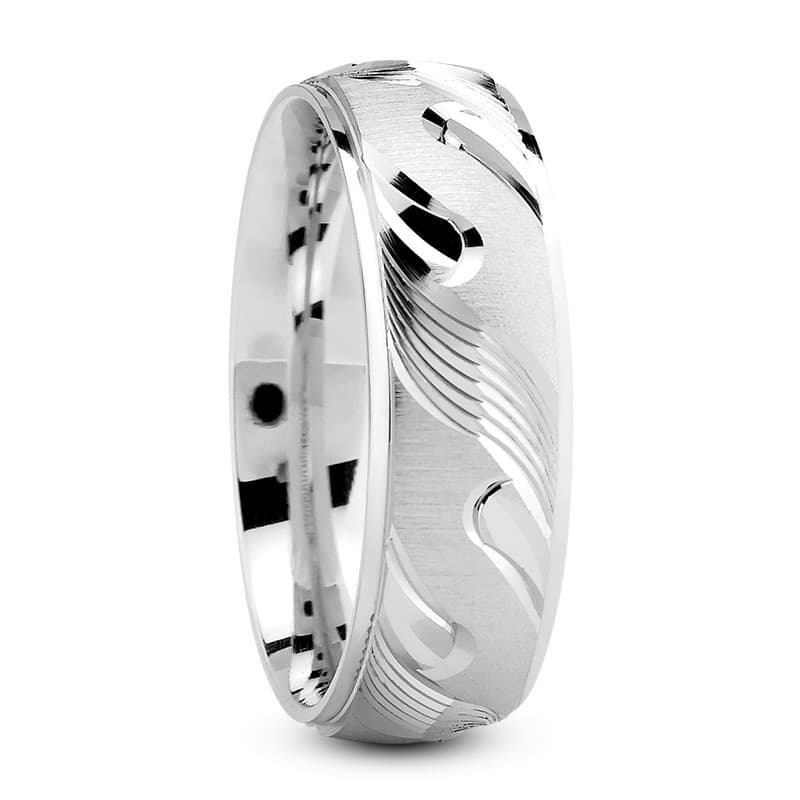 Mens 14KT White Gold Platinum Traditional Wedding Band M506