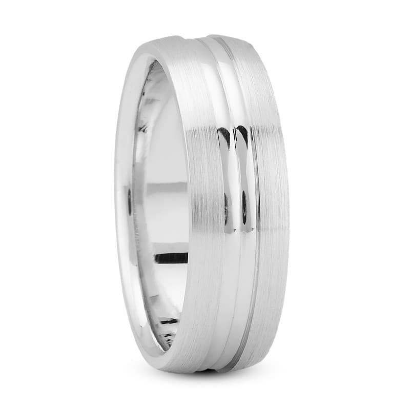 Mens 14KT White Gold Platinum Traditional Wedding Band M491