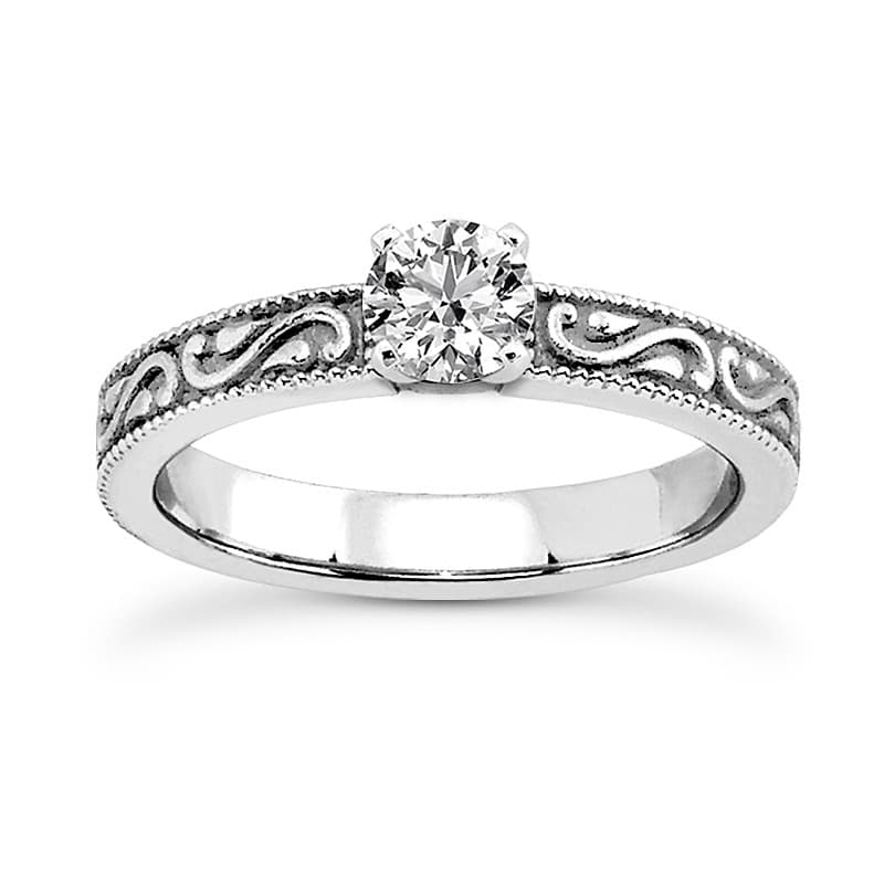 Ladies 14KT White Gold Platinum Solitaire Engagement Set ENS3588-A