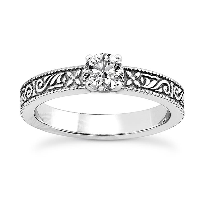 Ladies 14KT White Gold Platinum Solitaire Engagement Set ENS3508-A