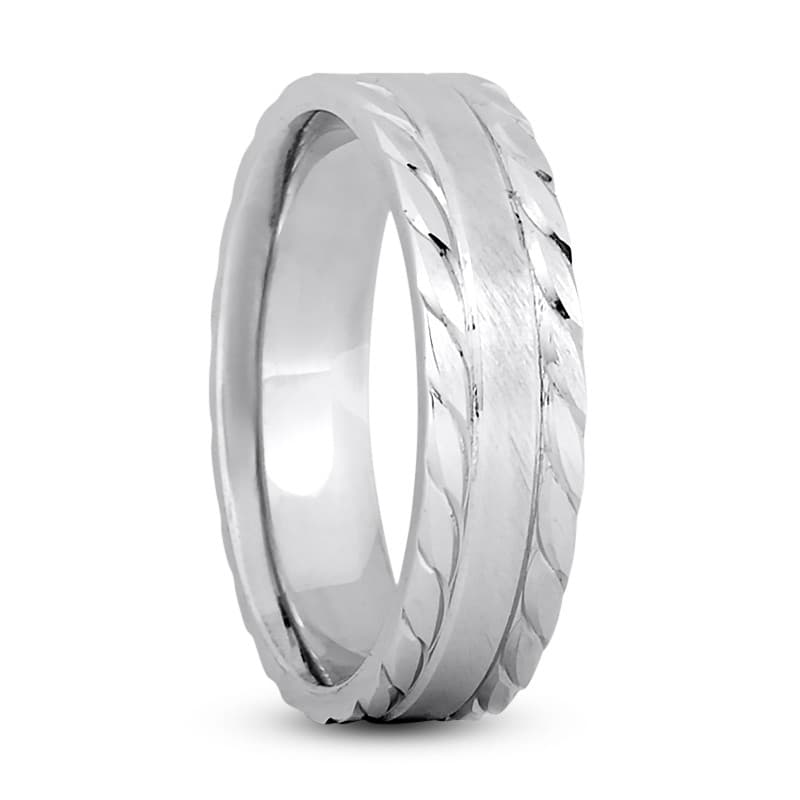 Mens 14KT White Gold Platinum Traditional Wedding Band M797