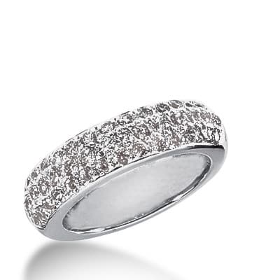 Ladies 14KT White Gold Platinum Round Diamond Wedding Band WB1354