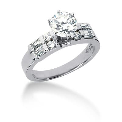 Ladies 14KT White Gold Platinum Fancy Engagement Set ENS531-A