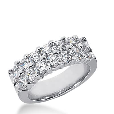 Ladies 14KT White Gold Platinum Round Diamond Wedding Band WB2184