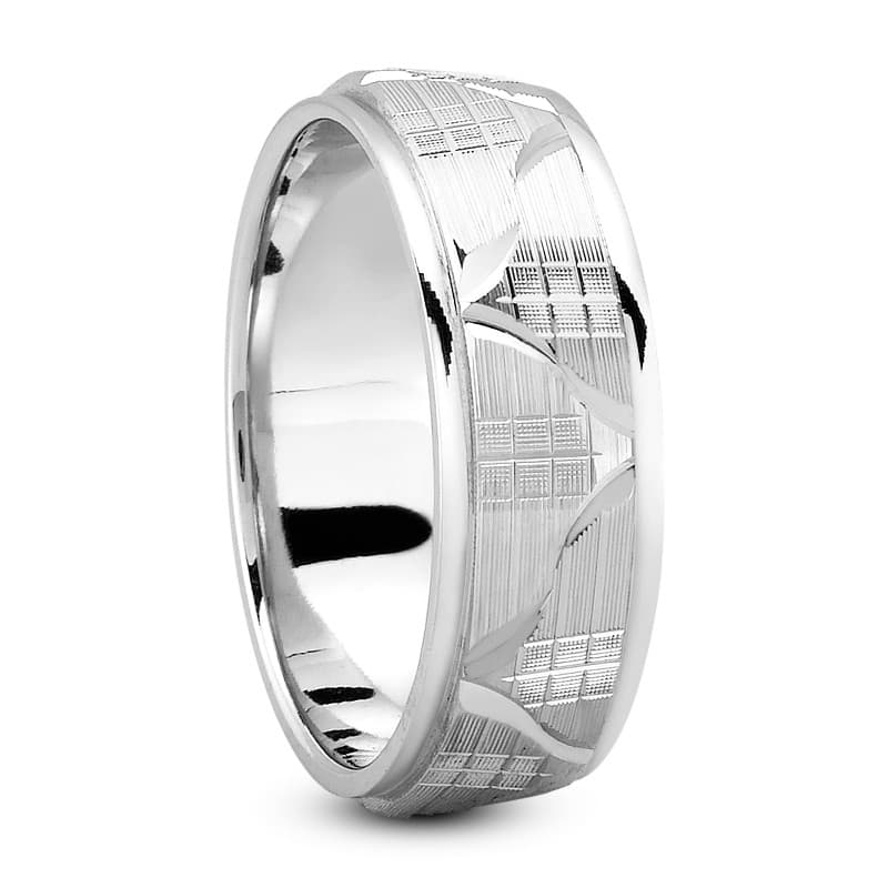 Mens 14KT White Gold Platinum Traditional Wedding Band M1083