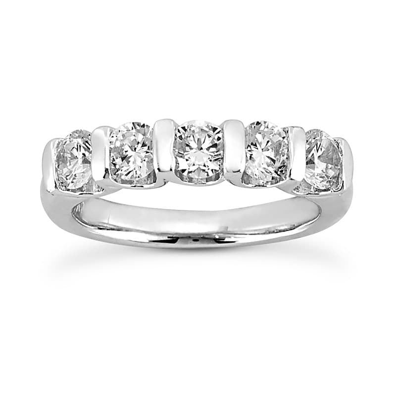 Ladies 14KT White Gold Platinum Round Diamond Wedding Band WB720