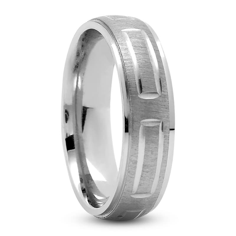 Mens 14KT White Gold Platinum Traditional Wedding Band M243