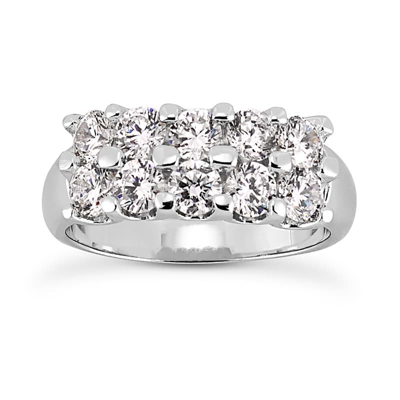 Ladies 14KT White Gold Platinum Round Diamond Wedding Band WB767