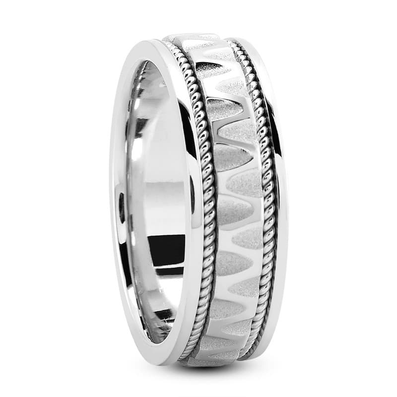 Ladies 14KT White Gold Platinum Traditional Wedding Band HM144
