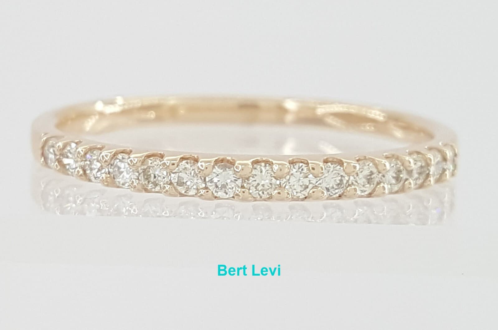 0.25 ct 14k Rose Gold Half Circle Round Diamonds Wedding Band 1.9mm Rtl $770