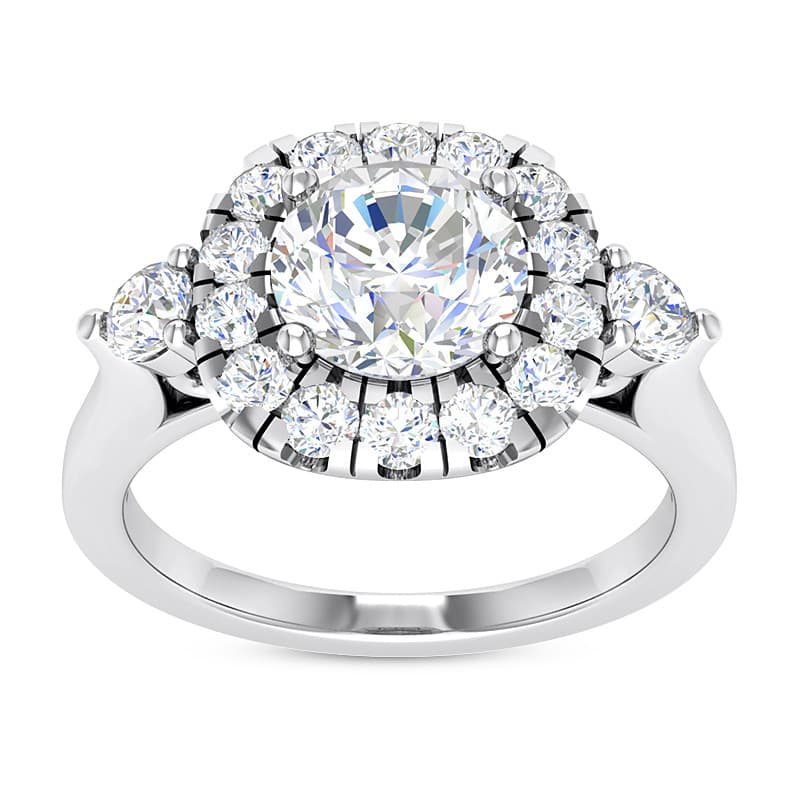 Ladies 14KT White Gold Platinum Round Diamond Engagement Rings ENR9746-1.5-RD