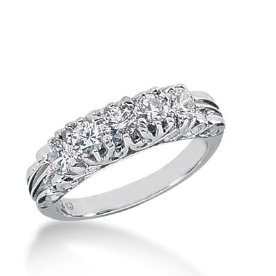 Ladies 14KT White Gold Platinum Round Diamond Wedding Band WB2084