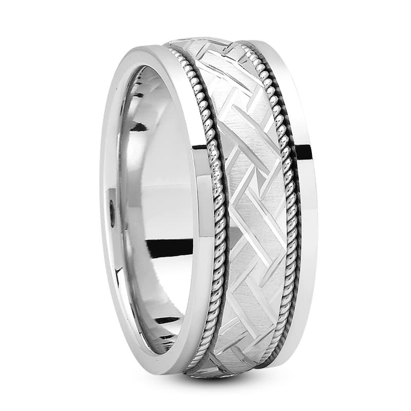 Ladies 14KT White Gold Platinum Traditional Wedding Band HM200
