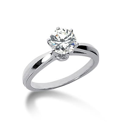 Ladies 14KT White Gold Platinum Solitaires Engagement Ring ENR678