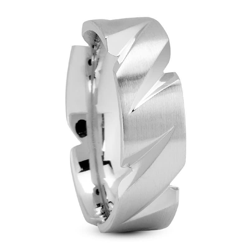 Mens 14KT White Gold Platinum Traditional Wedding Band M365