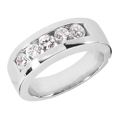 Mens 14KT White Gold Platinum Wedding Band MR1049