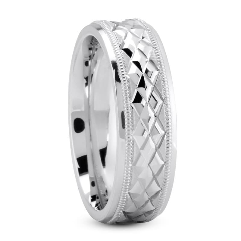 Mens 14KT White Gold Platinum Traditional Wedding Band M1154