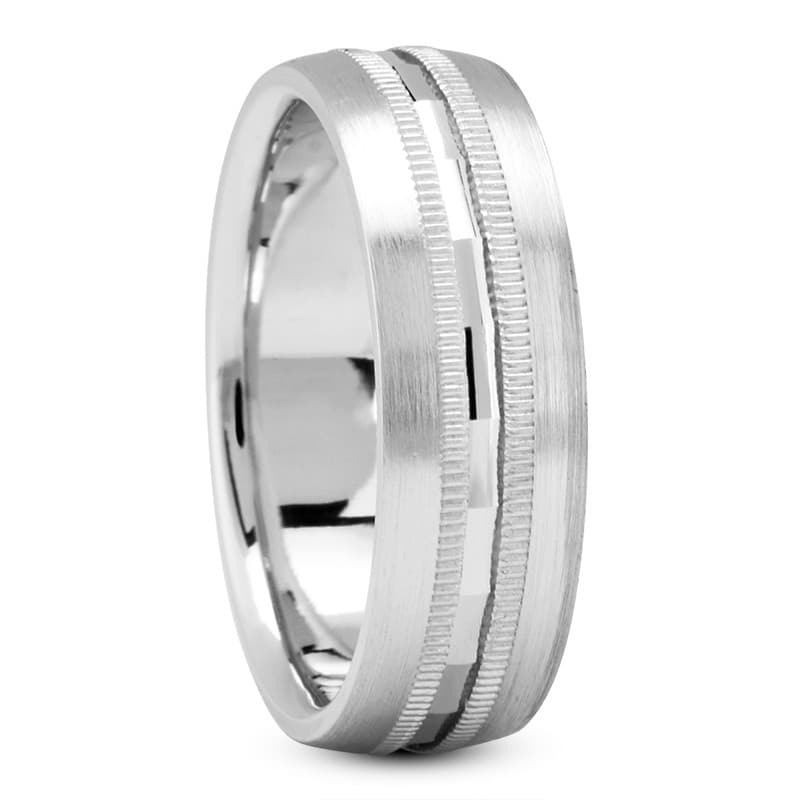 Mens 14KT White Gold Platinum Traditional Wedding Band M352