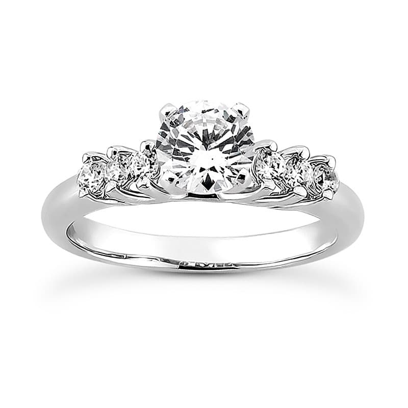 Ladies 14KT White Gold Platinum Round Diamond Tailored Engagement Set ENS3064-A