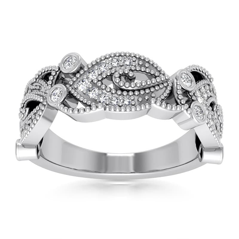 Ladies 14KT White Gold Platinum Diamond Wedding Band WB5395