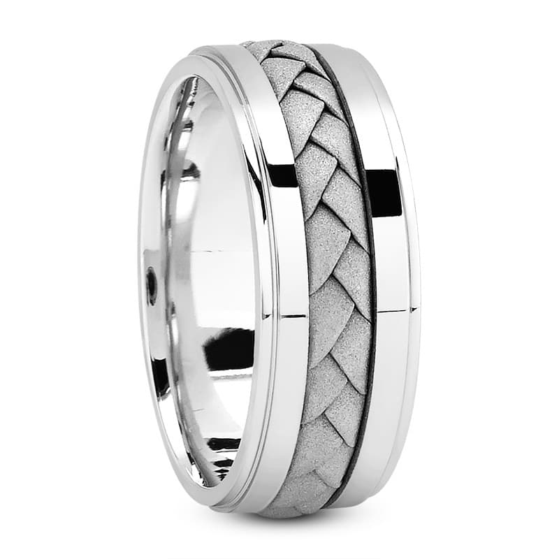 Ladies 14KT White Gold Platinum Traditional Wedding Band HM136