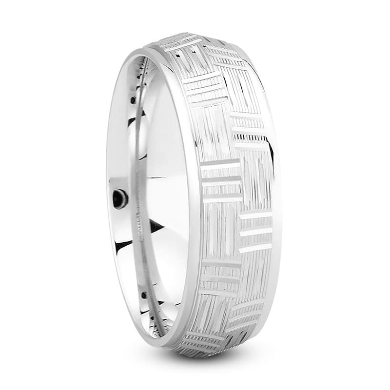 Mens 14KT White Gold Platinum Traditional Wedding Band M1034