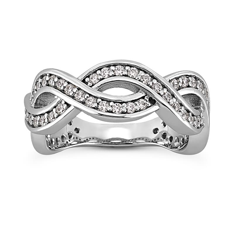 Ladies 14KT White Gold Platinum Diamond Wedding Band WB5320