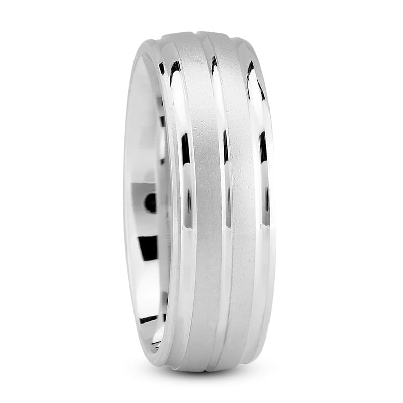 Mens 14KT White Gold Platinum Traditional Wedding Band M788