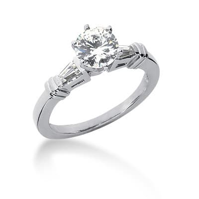 Ladies 14KT White Gold Platinum Tailored Engagement Set ENS242-A