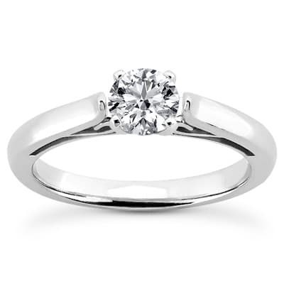Ladies 14KT White Gold Platinum Solitaire Engagement Set ENS1996-A