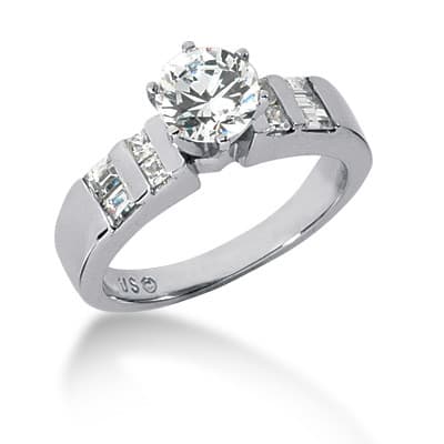 Ladies 14KT White Gold Platinum Fancy Engagement Set ENS612-A