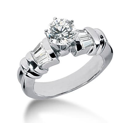 Ladies 14KT White Gold Platinum Fancy Engagement Ring ENR1111