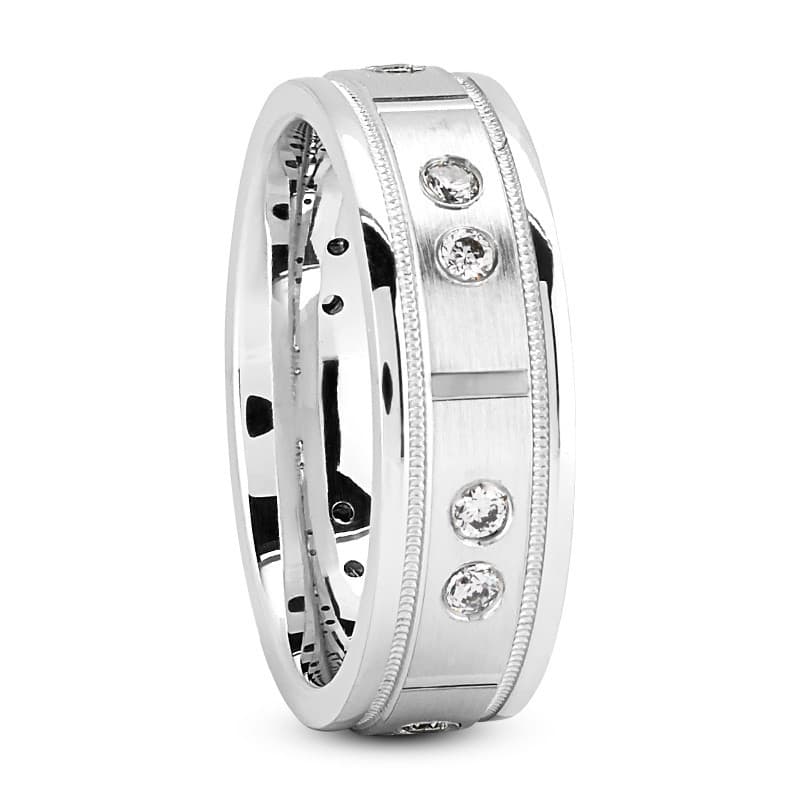Ladies 14KT White Gold Platinum Traditional Wedding Band DB1028-7-RD