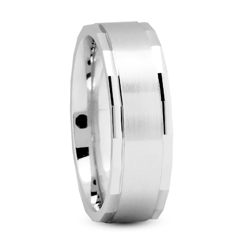 Mens 14KT White Gold Platinum Traditional Wedding Band M1164