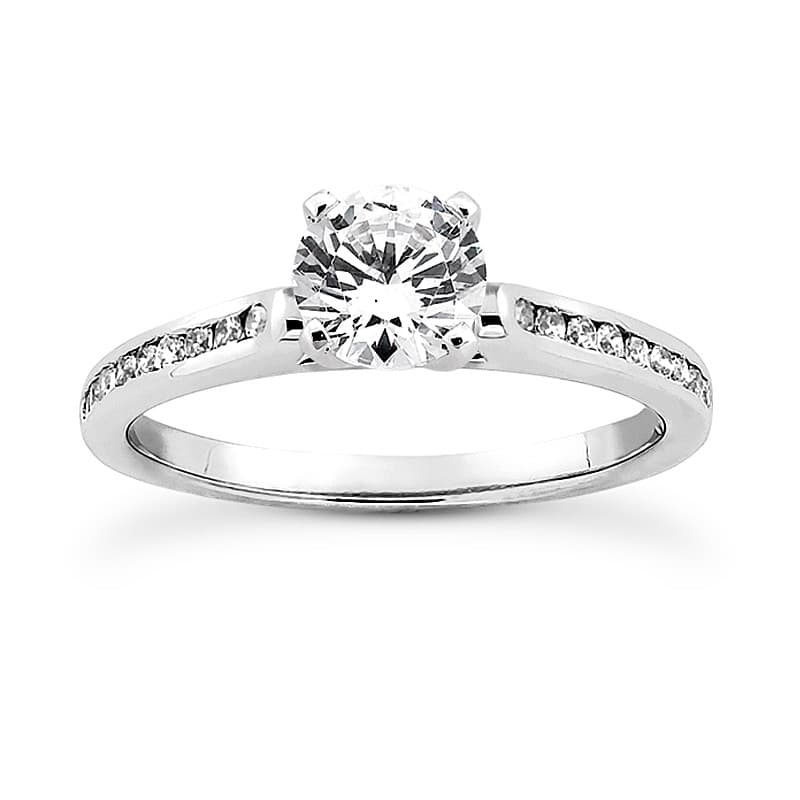 Ladies 14KT White Gold Platinum Round Diamond Tailored Engagement Set ENS3034-A