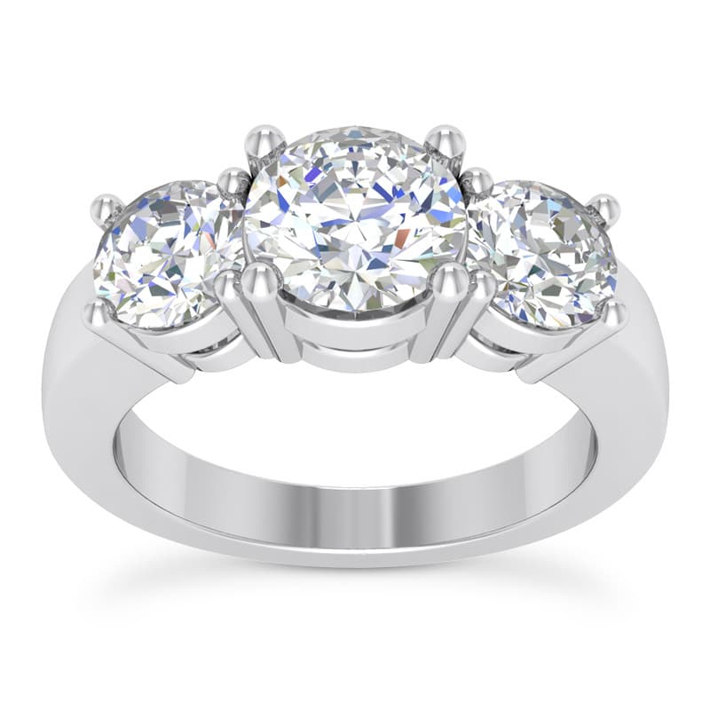 Ladies White Gold Platinum Round Diamond Three Stones Engagement Ring ENR2419