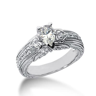 Ladies 14KT White Gold Platinum Round Diamond Fancy Engagement Ring ENR3132
