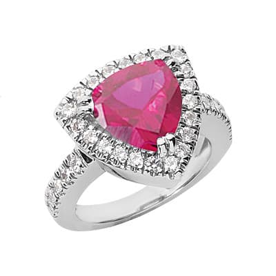 Ladies 14KT White Gold Platinum Color Stone Ring CSR1159