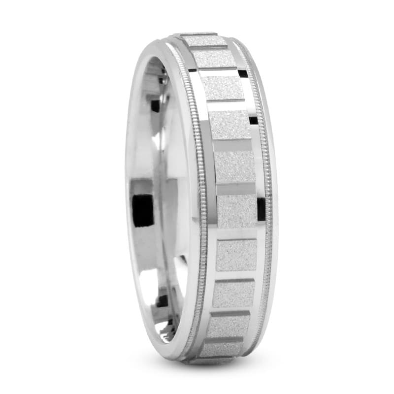 Mens 14KT White Gold Platinum Traditional Wedding Band M232